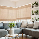 Sirocco Cordless Blackout Bamboo Roman Shades by Comzone Blinds - Easy Installation Natural Woven Wood Window Treatments Comzone Blinds