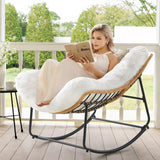 ONBRILL Outdoor Rocking Chairs, Oversized Papasan Rocking Chair Indoors with Padded Cushions, Rattan Wicker Lounge Chair for Living Room, Porch, Patio, Garden ONBRILL