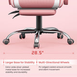 Yaheetech Gaming Chair, Video Game Chair with Massage Lumbar Support and Footrest Height Adjustable Ergonomic Computer Chair with Swivel Seat and Headrest, Pink/White Yaheetech