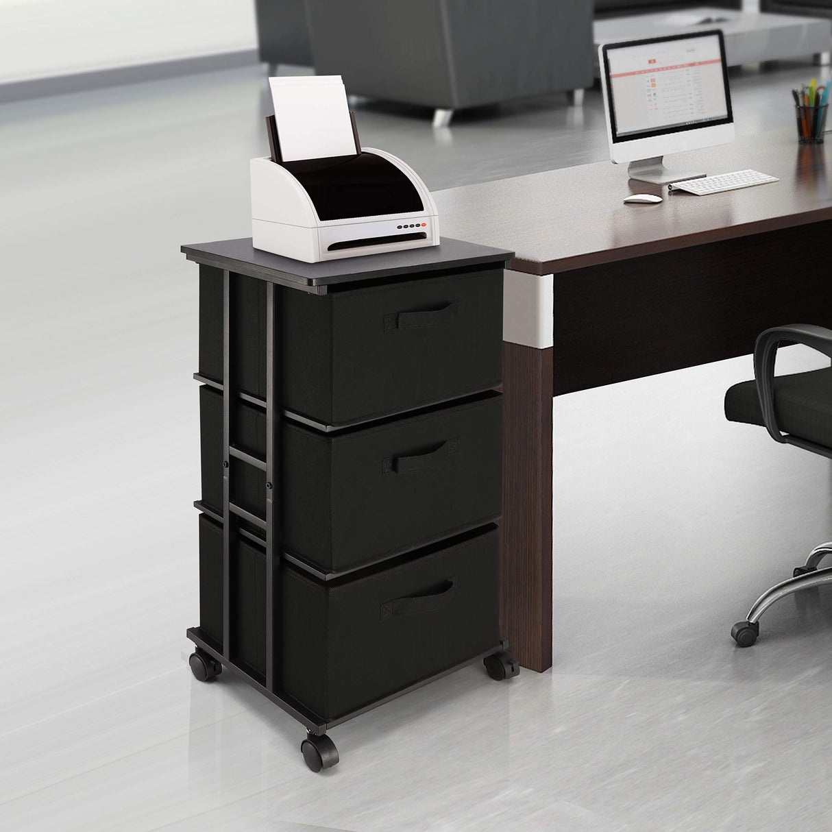 MAX Houser Dresser Storage with 3 Drawers, Fabric Dresser Tower, Vertical Storage Unit for Bedroom, Closet, Office, Black MAX Houser