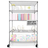 4000 LBS Heavy Duty Wire Rack 48 x 18 x 76, 5-Tier NSF Commercial Rolling Rack with Wheels, Chrome Metal Shelving Unit for Garage, Kitchen, Warehouse, Adjustable Storage Shelf, Crescent Crescent Housewares