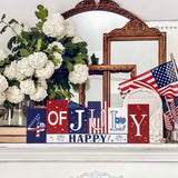 4th of July Decorations Wooden Table Sign Summer Decorations, Patriotic Independence Day Memorial Day Decorations Reversible Double-sided Different Theme Farmhouse Tabletop Centerpiece Decor Sophena