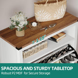 YITAHOME Shoe Cabinet with 2 Flip Drawers, Entryway Shoe Storage Cabinet with Open Shelves and Led Light, Free Standing Hidden Shoe Rack Storage Organizer for Entryway/Hallway/Closet, White YITAHOME