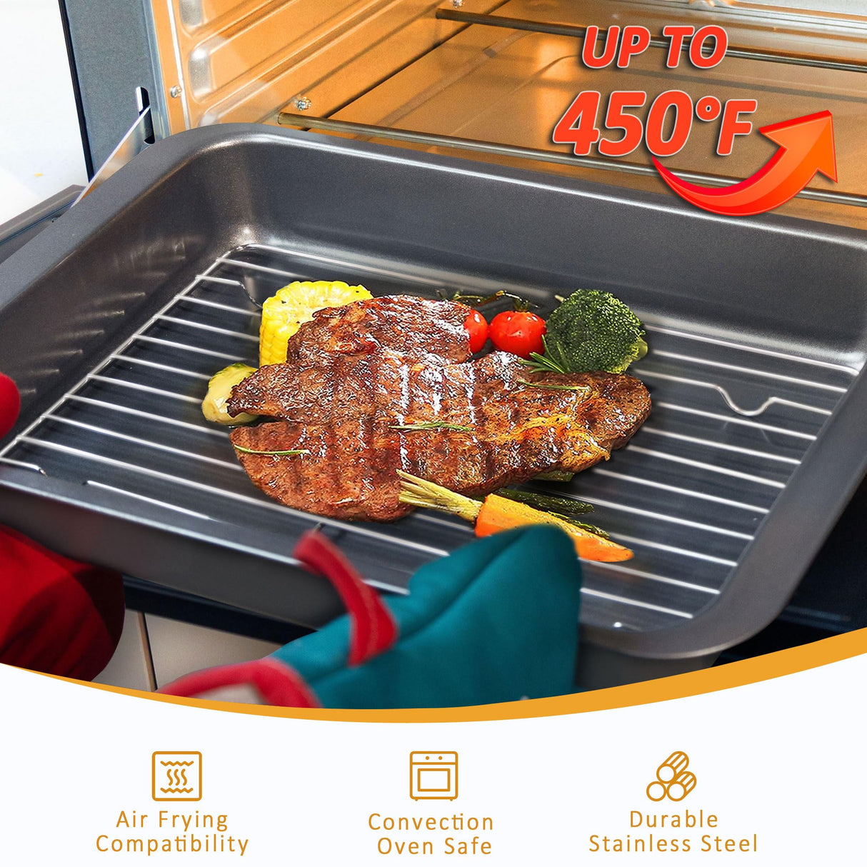 8-Piece Baking Pans Set with Rack, Nonstick Bakeware Include Muffins & Muffin Tops Pan, Baking Tray, Cookie Sheet with Mat, Loaf Pan, Round Cake Pan, Carbon Steel Baking Set LINKLIFE