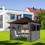 homegroove Gazebo Universal Replacement Privacy Curtain, 10'x10' Gazebo Curtains Outdoor Waterproof, 4-Panels Sidewall Curtains with Zipper and Mesh Windows for Backyard, Garden, Yard homegroove