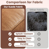 ovios Luxury 3 Seater Sofa with Faux Leather,Mid-Century Modern Couch with Comfortable Armrest,Comfy Couches with Deep Seat,Small Sofas for Living Room Bedroom (Light Brown) ovios