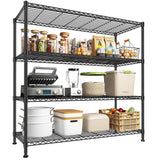45 "W Metal Shelving Unit 4 Tier Storage Shelves Adjustable Wire Shelving Metal Shelf Pantry Shelves Wire Rack Commercial Shelving for Kitchen Pantry Utility Room Garage 45 "W x 59.4 "Hx 13.5" D Black DurayLoly