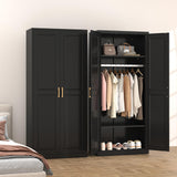 TIMELESS PIECES Metal Wardrobe Cabinets,Black Armoire Wardrobe Closet with Hanging Rod,Clothes Storage Cabinet with Adjustable Shelves and Doors,Clothing Cabinet for Bedroom, Office, Laundry Room TIMELESS PIECES