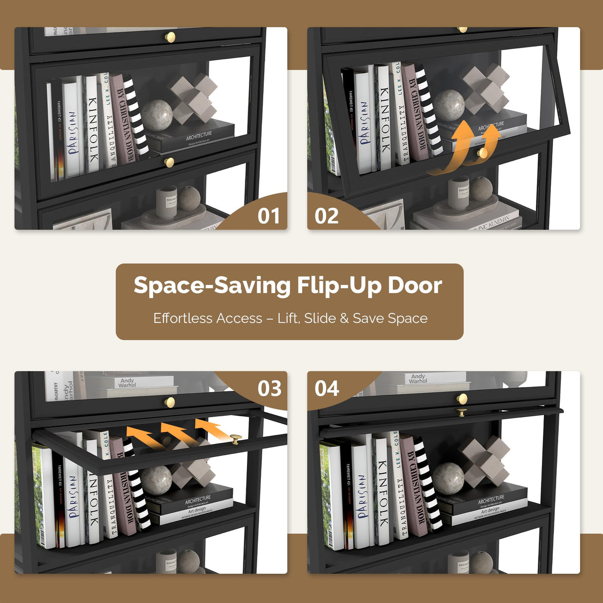 BONITURE Display Cabinet with Acrylic Glass Doors,3-Tiers Curio Cabinet with LED Lighting for Collectibles, Collectibles Toy Organizers Rack & Display Shelf Display Case Storage Cabinet, Black BONITURE
