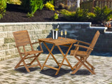 East West Furniture SEHD3CANA Selma 3 Piece Patio Bistro Set Contains a Square Outdoor Acacia Wood Coffee Table and 2 Folding Arm Chairs, 26x26 Inch, Natural Oil East West Furniture