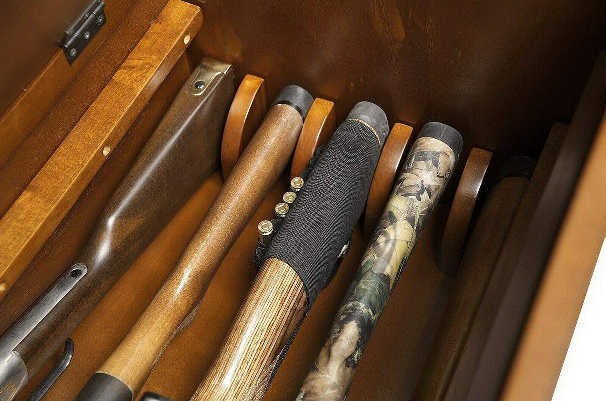 Long Gun Storage Bench Attractive Multi-Functional Lockable Cabinet Hidden Handgun Rifle Shotgun Compartment Entryway Solid Wood Store Accessories Rest Seat Locking Concealment Furniture Love Seat Prettyshop4246