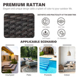 MaxMulti Patio Ottomans Set of 2, Outdoor Wicker Footrest with Thickened Cushions, Outdoor Rattan Ottoman for Porch, Backyard and Deck (Beige) MaxMulti