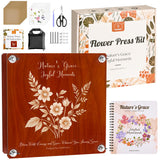Joy&Grace Large Flower Press Kit for Adults & Kids with Designed Cover and DIY Album, 10.9" x 10.9" 10 Layers Plant Press and Plant Drying Toolkit, Flower Preservation Kit (Color Box, Mahogany Color) Joy&Grace