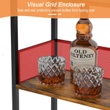 Eyteenokk Wine Rack Freestanding Floor:4 Tier Whiskey Wine Rack Mini Bar Cart,Liquor Cabinet-Home Bar for Bottles,Cocktail Shaker,Mugs-(23.6 * 11.8 * 40inch) Eyteenokk