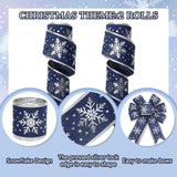 Whaline Christmas Ribbons 20 Yards Blue Silver Snowflake Wired Edge Ribbon Winter Fabric Craft Ribbon for Xmas Wreath Bow Making DIY Crafts Wrapping Supplies, 2 Rolls Whaline