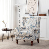 MELLCOM Floral Accent Chair, High Back Upholstered Armchair with Solid Legs, Leisure Single Sofa Chair for Living Room, Bedroom, Home Office, Blue Floral MELLCOM