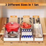 YoolooKitt Pull Out Cabinet Organizer,Adhesive with Nano Film,Slide Out Drawers Adhesive Heavy Duty Storage Drawer Shelf with 3PCS Divider Racks for Kitchen Pantry Bathroom Home,10.6"-15.7" Deep YoolooKitt