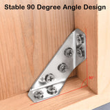 PlusRoc 12-Pack Universal Stainless Steel Furniture Corner Connectors with Screws - Heavy Duty Triangular Support Brackets for Wood Furniture, Drawers, Cabinets, Tables, and Chairs PlusRoc
