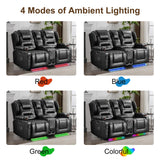 DRMBOOK RV Power Loveseat Recliner Sofa, Faux Leather Double Wall Hugger Reclining Sofa with Console, Home Theater Seating Chair with Cup Holders, 2 Person Couch RV Furniture for Living Room, Black DRMBOOK