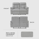 Lexicon Manual Double Recliner Loveseat for Living Room, Chenille Fabric Upholstered Reclining Sofa, Home Theater Seating, Easy Assembly, Recliner Love Seat Couch, Gray Lexicon