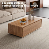Luxury Walnut Wood Square Coffee Table with Large Hidden Storage, Expandable Tabletop Center Table for Living Room, Modern Accent Table with Drawers (Walnut Coffee Table) WuerQi