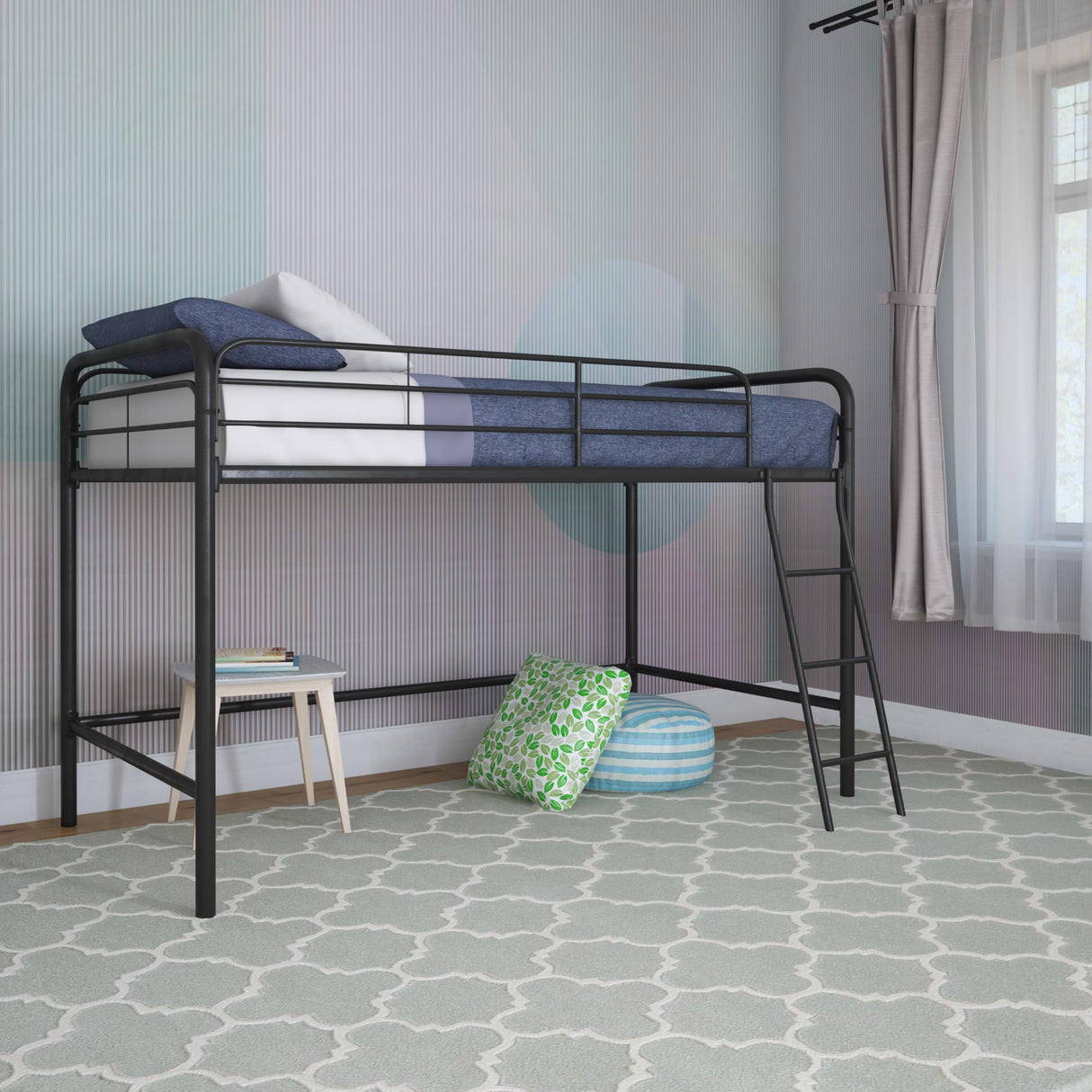 DHP Jett Junior Twin Metal Loft Bed, Black DHP