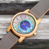 MUJUZE Wooden Watch for Men, Leather Wooden Watch Natural Handmade 40mm Unisex Design Wood Grain Wrist Watches(UW1008Mango) MUJUZE