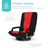 Best Choice Products Swivel Gaming Chair 360 Degree Multipurpose Floor Chair Rocker for TV, Reading, Playing Video Games w/Lumbar Support, Armrest Handles, Adjustable Backrest - Black/Red Best Choice Products
