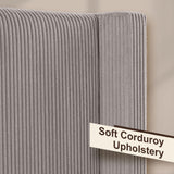 HOWE King Size Upholstered Platform Bed Frame, Wingback Bed with 50.8" Headboard, Corduroy/Solid Wood Leg/No Box Spring Needed/Noise Free/Taupe HOWE