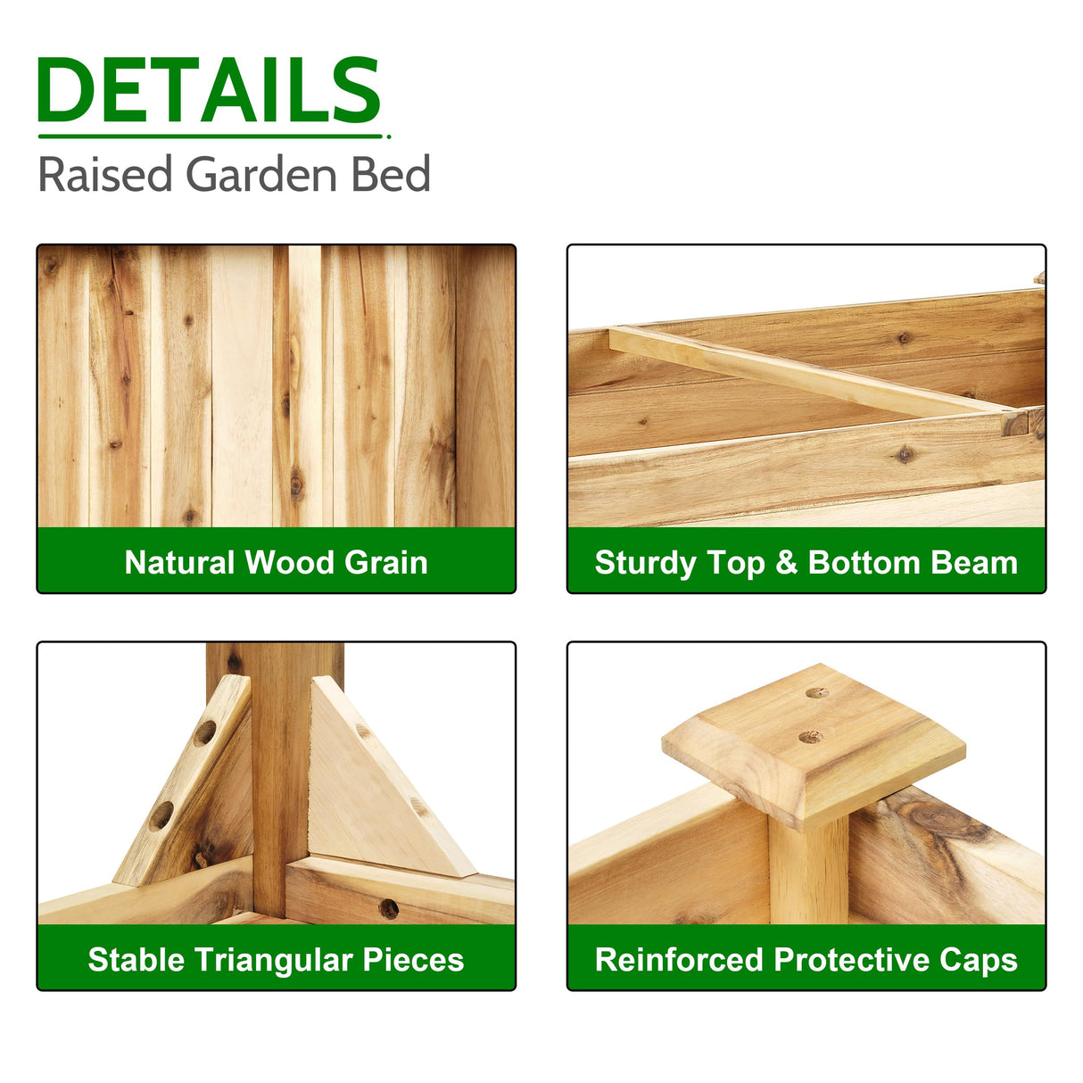 PrimeZone 2PCS 48 x 24 x 30 in FSC-Certified Acacia Wood Raised Garden Bed - Elevated Planter Box with Legs, Plant Stand Outdoor for Herbs, Vegetables, Flowers in Backyard, Patio, Balcony, Gardening PrimeZone