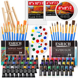 ESRICH 77PCS Professional Painting Set, Acrylic Paint, Watercolor Paint, with 1 Wood Easel, 48Colors, Brushes, Canvases, Painting Supplies Kit for Kids,Students, Artists and Beginner ESRICH