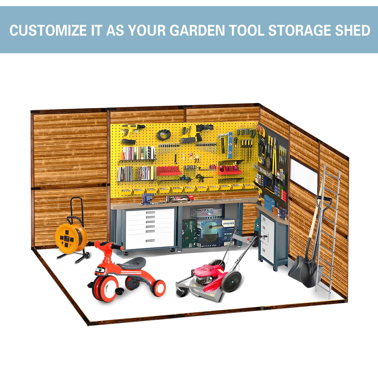 Endark 8x10FT Outdoor Storage Shed with Window, Lockable Sliding Doors & Metal Sloped Roof, Waterproof & Rust-Resistant for Garden, Backyard, Patio, Lawn, for Backyard Tools Storage Endark