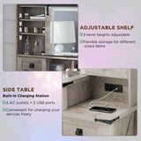 T4TREAM 48'' Farmhouse Makeup Vanity Desk with Sliding HD Mirror and Lights, Big Modern Lighted Vanity Table with 7 Drawers & Shelves, Rustic Large Dressing Table for Bedroom, Light Rustic Oak T4TREAM