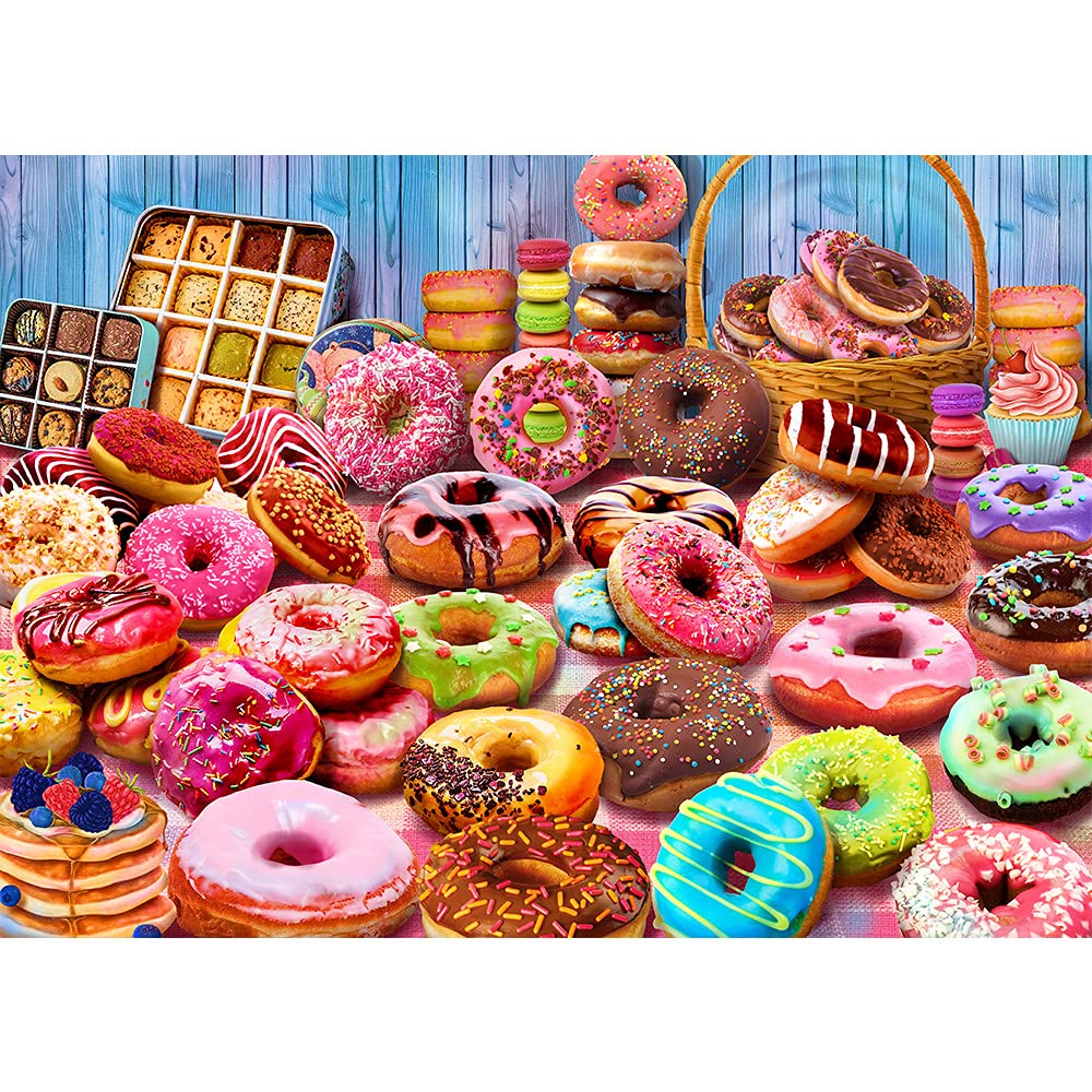 HUADADA Jigsaw Puzzles for Adults 1000 Pieces, Donuts Interlock Perfectly Letter on Back No Dust, Home Decor Birthday Party Gift Toy for Men Women Olders Seniors (27.5"x19.6"), 1:1 Poster HUADADA