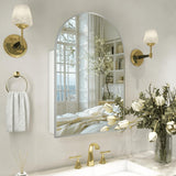 FUNFOLLOW Silver Medicine Cabinet with Mirror,Bathroom Arched Medicine Cabinet Wall Mounted, Modern Vanity Mirror with Storage,Bathroom Storage Cabinet with Adjustable Shelves,Not Recessed,24x36 Inch FUNFOLLOW