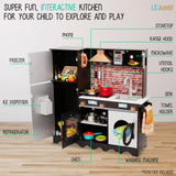 Lil' Jumbl Jumbl Kids Kitchen Set, Pretend Wooden Play Kitchen, Battery Operated Icemaker, Microwave, Range Hood, Stove Top, Oven, with Realistic Sound & Lights, Pots, Pan, & Utensils Included Lil' Jumbl