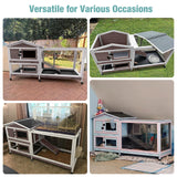 Suumerpety Rabbit Cage,Indoor Rabbit Hutch with Matel Frame and Pull Out Tray,Bunny Hutch Chicken Coop with Run (Brown) Suumerpety