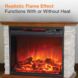 Lifesmart 3-Quartz 5,118 BTU Infrared Faux Stone Fireplace with Log Insert and Realistic Flame, Fireplace Heater with Remote Control for Bedroom, Living Room LifeSmart