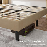 Feonase King Size Bed Frame with Wingback Tufted Headboard, Upholstered Platform Bed Frame with Heavy Duty Wooden Slats Support, Noise-Free, No Box Spring Needed, Easy Assembly, Beige Feonase