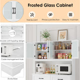 BOTLOG Kitchen Pantry Storage Cabinet, 71" Large Buffet Cabinet with Hutch, Drawers, Tall Kitchen Hutch Cabinet with Microwave Stand for Dining Room, White BOTLOG