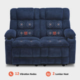 MCombo 57" Power Loveseat Recliner, Electric Reclining Loveseat Sofa with Heat and Vibration, Cupholders, USB Charge Ports for Living Room RS6314 (Navy Blue) MCombo