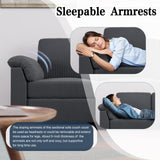 Meilocar Sectional Couches for Living Room, L Shaped Couch with Side Storage Pockage, Comfortable 3 Seat Sofa Couches for Apartment, Grey Meilocar