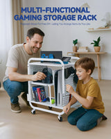 Mythinglogic Gaming Station Organizer, Metal Game Controller Holder, Video Game Console Storage Rack, Game Organizer Storage for PS5/PS4/Xbox/Switch/Game Accessories (White, 23.62" x 12.60" x 25.98") Mythinglogic