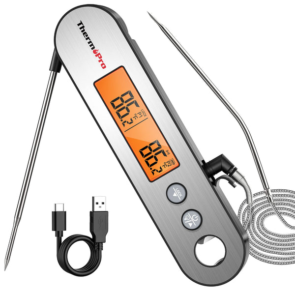 ThermoPro TP610 Digital Meat Thermometer for Cooking, Rechargeable Ins ...