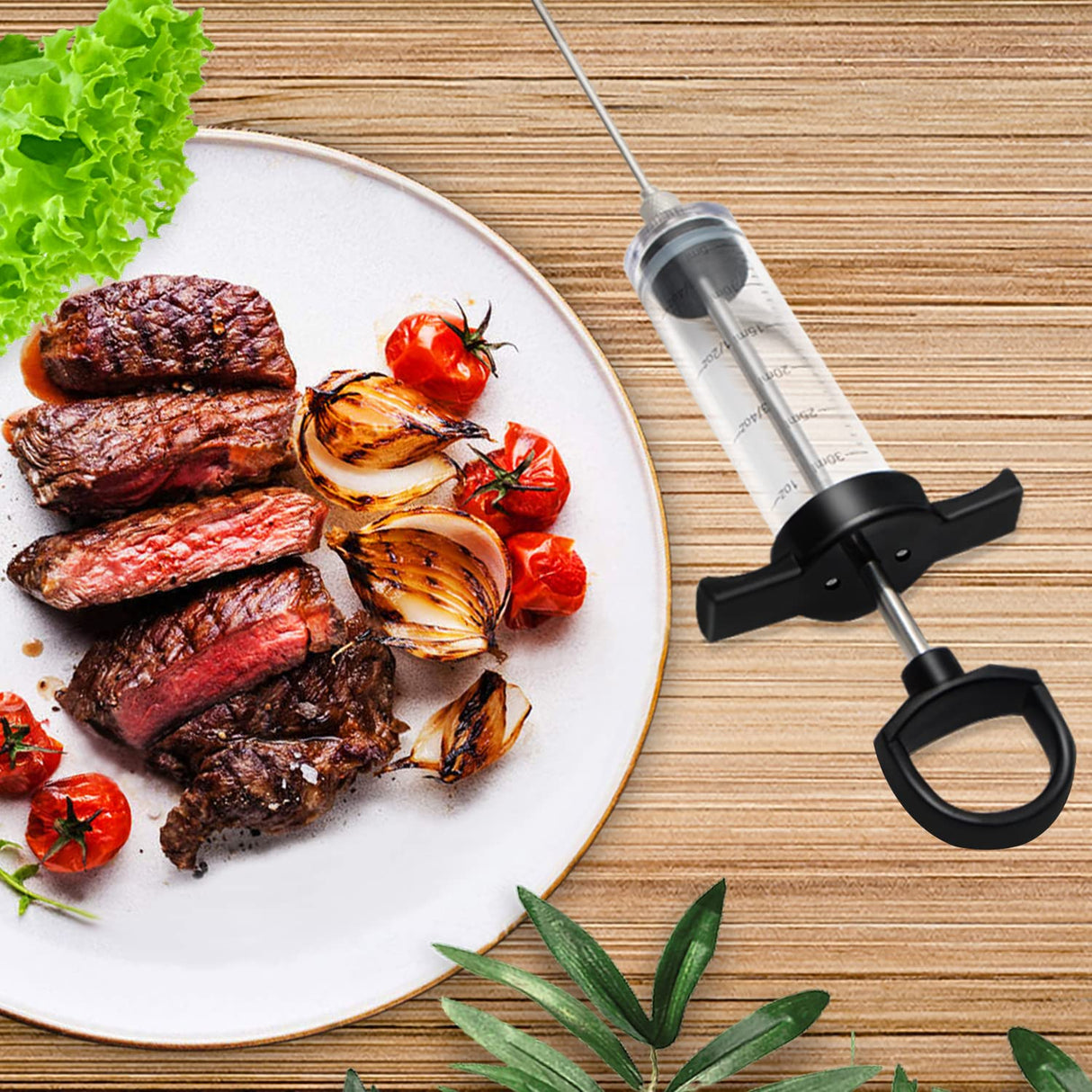 Tri-Sworker Plastic Meat Injector Kit for Smoker with 3 Flavor Food Syringe Needles, Ideal for Injecting Marinade into Turkey, Meat, Brisket; 1-OZ; Including Paper User Manual, Recipe E-Book (PDF) Tri-Sworker