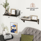 Axeman Floating Shelves for Wall, 8 Inch Deep Black Floating Shelves Set of 2, 16W x 8D Wall Mounted Black Shelves for Bookshelf Living Room Bedroom Home Office Bathroom - Black Axeman