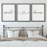 Set of 3 Framed Farmhouse Sweet Dreams Sign 11x14” Above Bed Wall Decor for Bedroom Decor Wall Art Wood Signs (11"x14", Black) Houmury