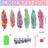 Hooqict 6Pcs 5D Diamond Art Painting Bookmarks Acrylic Diamond Art Feather Bookmark with DIY Painting Kits for Beginners Kids Adults Book Lovers Birthday Graduation Halloween Christmas Gift Hooqict