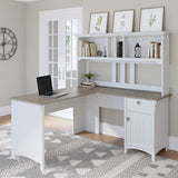 Bush Furniture Salinas L Shaped Desk with Hutch | Corner Table with Drawers and Storage for Home Office, 60W, Pure White and Shiplap Gray Bush Business Furniture
