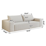 Ball & Cast 71" Cloud Loveseat Sofa No Assembly Required Comfy Deep Seat Couch with Pillows,Corduroy Fabric,1 pcs for Living Room, Bedroom,Apartment,White Ball & Cast
